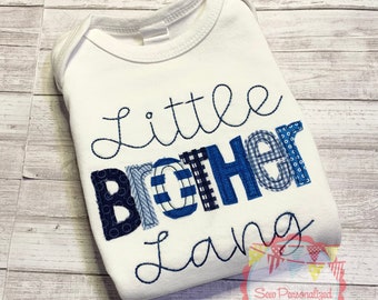 Boys Little Brother Shirt Appliqued Monogrammed Personalized Shirt