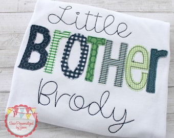 Boys Little Brother Shirt Appliqued Monogrammed Personalized Shirt