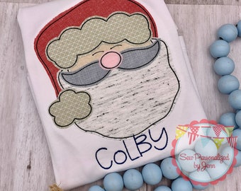 Boys Appliqued and Personalized Christmas Santa Claus Shirt