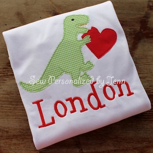 Boys Valentine Dinosaur Personalized Applique Shirt