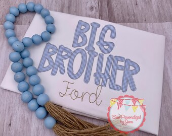 Appliqued Big Brother Shirt, Personalized Monogrammed Cotton Tee