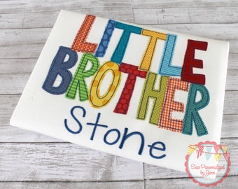 Boys Little Brother Shirt Appliqued Monogrammed Personalized Shirt