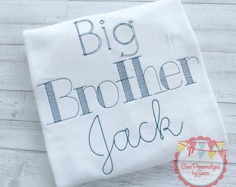 Boys Big Brother Shirt Vintage Style Monogrammed Personalized Shirt
