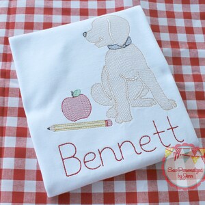 Boys Back to School Shirt Puppy Dog Personalized Monogrammed and Appliqued Shirt