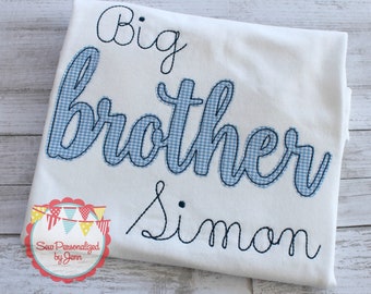 Boys Big Brother Shirt Appliqued Monogrammed Personalized Shirt