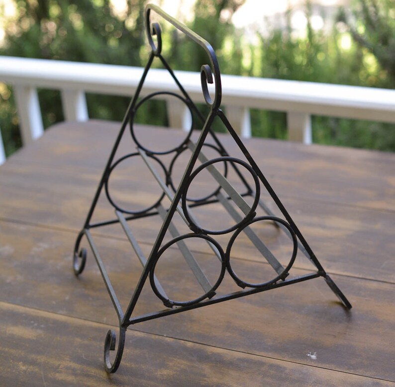 Wrought Iron Wine Holder Tabletop Wine Caddy Vintage Etsy