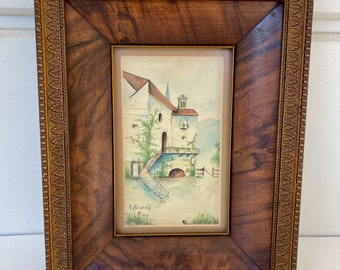 Water Color in Beautiful Antique Frame, Signed Painting, Vintage Wall Art, 8" x 10"