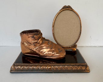 Copper Baby Shoe with Picture Frame
