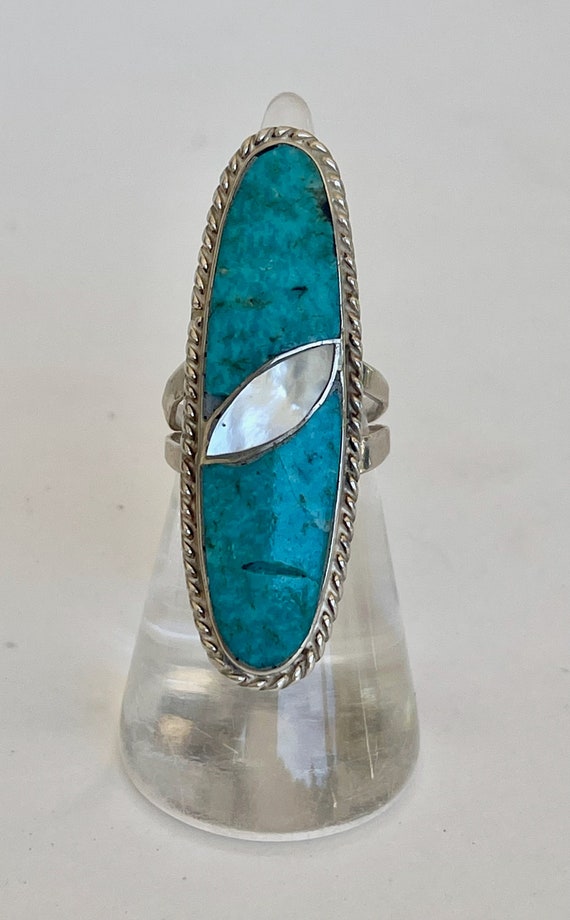 Turquoise Ring, Vintage, Large Navajo Silver and T