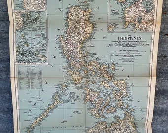 Map of the Philippines, Vintage, 1945