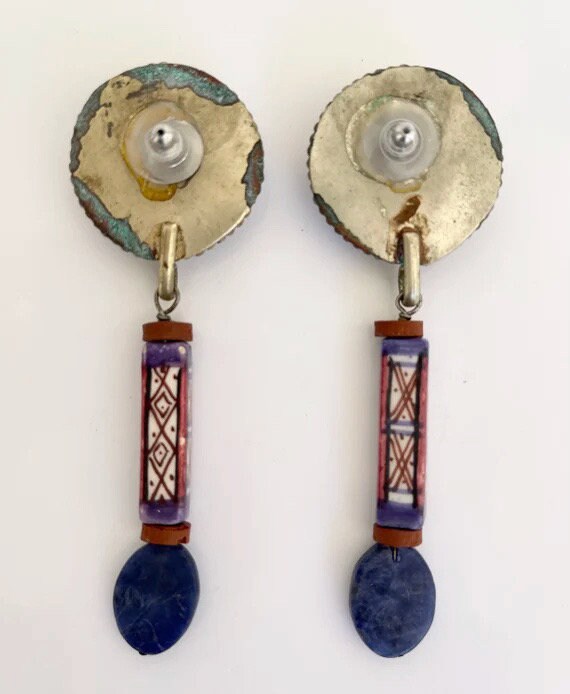 Stone Earrings, Boho Earrings, Vintage Dangle, Lo… - image 5