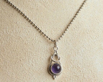 Amethyst Necklace, Vintage Sterling Silver Necklace