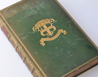 Antique English Leather Book from Christ's Hospital - Blue Coat School- 1800s French Book