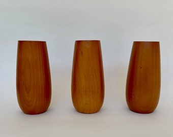 Teak Candleholders, Set of 3 Wood Modern Style Candleholders, Mid Century Style