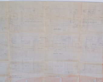 Vintage Blueprint of USMC WWII Ship, Freighter, 1944 Blueprint, Equipment Plan, Richmond Shipyards, California Wall Art