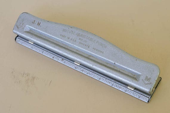 Mutual Adjustable Hole Punch, Vintage Office Supply, JH 