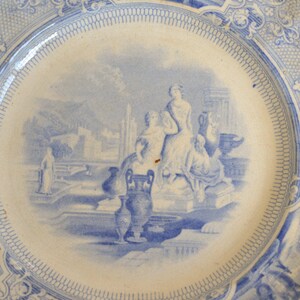 English Ironstone Blue and White Plate, Dinner Plate, T. Goodfellow, Colonna, 1800s imagem 2