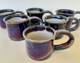 Studio Pottery Mugs, Set of 6,  Pottery Cups, Demitasse Cups, Signed Pottery