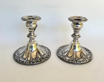 Silver Plate Candleholders, Pair, Gorham