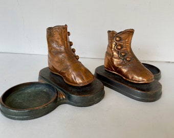 Copper Baby Shoe with Tray, 2 Available, Price is for One, Victorian Baby Shoes