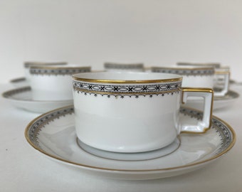 Heinrichs Kaffee Gedeck, Stil HC 282. 6 Tassen und Untertassen, Selb Imperial, Mid Century, Fine China, Bavarian China