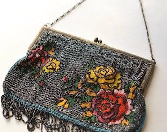 Beaded Purse with Mirror, Antique