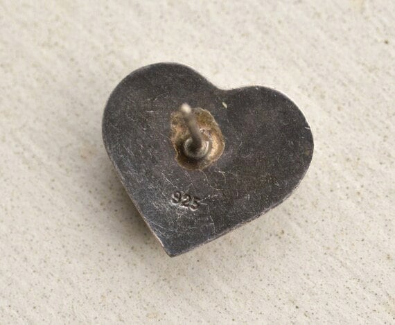 Sterling Heart Earrings, Vintage Puffy Heart Earr… - image 3