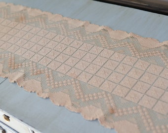 Lace Table Runner, Vintage Filet Crochet, White Table Linens
