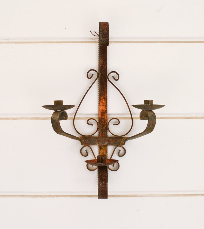 Rustic Candle Wall Sconce Rusty Iron Rustic Decor Etsy
