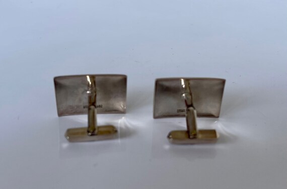 Sterling Silver Cuff Links, Vintage Niello Lion C… - image 3