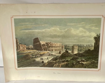 Rome, Roman Colosseum, Vintage Print,  22" by 16", Italian Art, Italy Wall Art