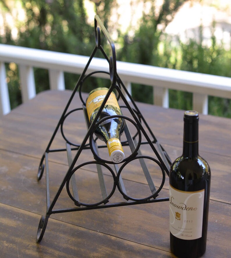 Wrought Iron Wine Holder Tabletop Wine Caddy Vintage Etsy