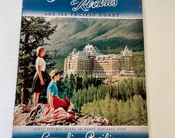 Canadian Rockies Booklet, 1940, With Fold-Out Map of the Rockies, Plus The Pacific Coast, Souvenir Book