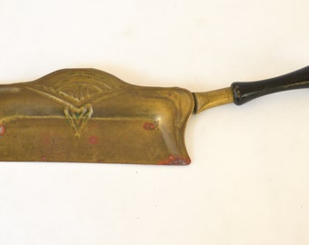 Crumb Pan, Dust Pan, Silent Butler, Antique Brass and Wood, Victorian