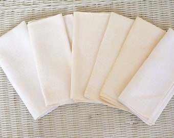 White Damask Napkins, Set of 6 Vintage Napkins