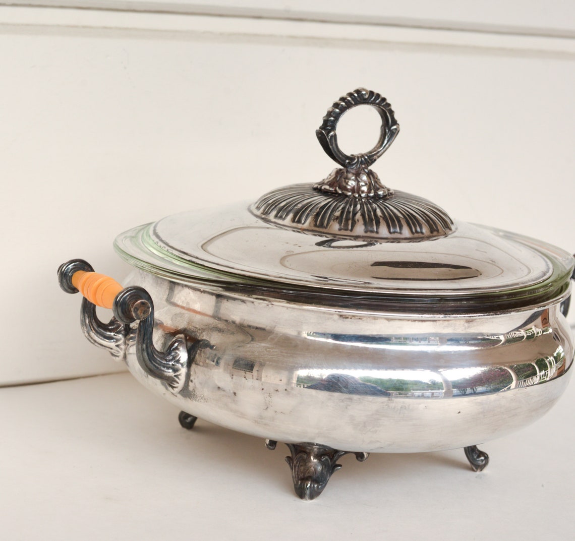 Silver Plate Server With Bakelite Handles Complete Covered Etsy