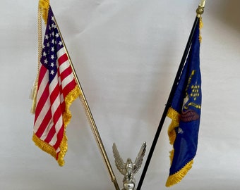 Desk Top Flag Set, Vintage Military Flags, American Flag, Selective Service Flag