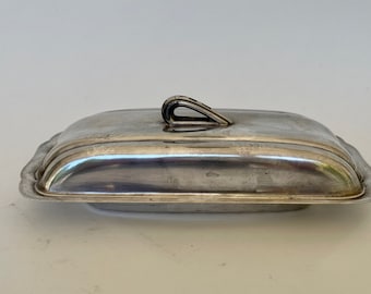 Silver Plate Butter Dish, Vintage Art Deco Style, EPCA Bristol Silver