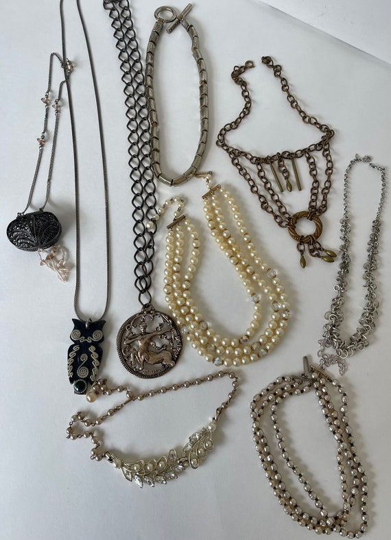 Vintage Jewelry Lot, 9 Chunky Necklaces / Pendants