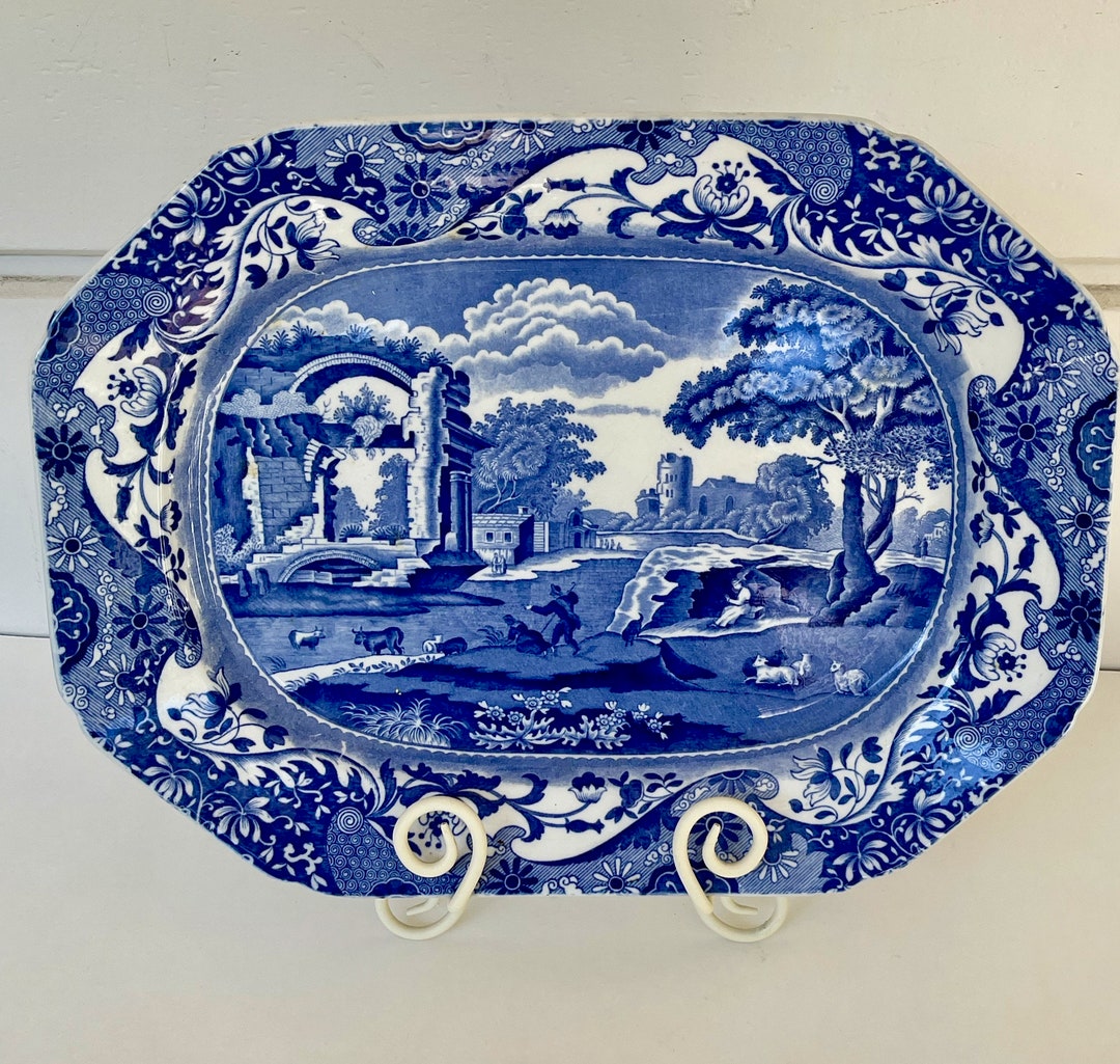 Copeland Spode Blue Italian Platter Large 15 Octagon Etsy
