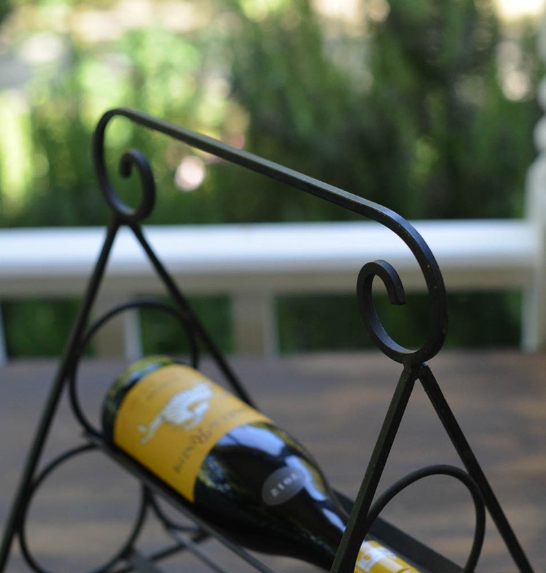Wrought Iron Wine Holder Tabletop Wine Caddy Vintage Etsy