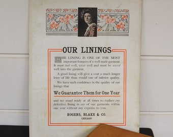 Men's Clothing Advertisement, Original Advertisement, Art Nouveau, Large Ad on Card Stock, Chicago, 1910 Catalog, Rogers, Blake & Co.  41