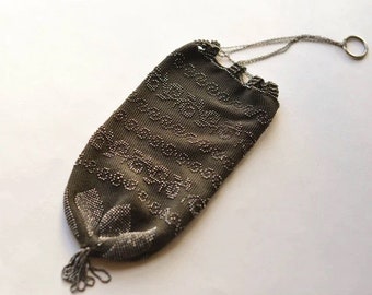 Beaded Reticule Purse, Vintage Micro Beaded Bag, Downton Abby Style, Flapper, Art Deco Style