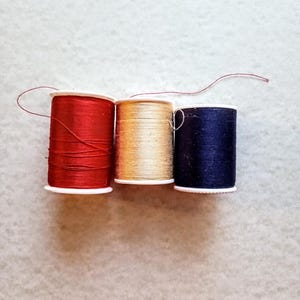 Partial Spools of Sewing Thread, Unknown Manufacturer, 3 Spools of Thread, Unknown Material, Sewing Thread