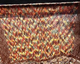 Brown Variegated fghan, Vintage Yarn, Fall Home Decor, Brown Blanket, Bedding, Fall Throw, Ready to Ship, Fall Afghan