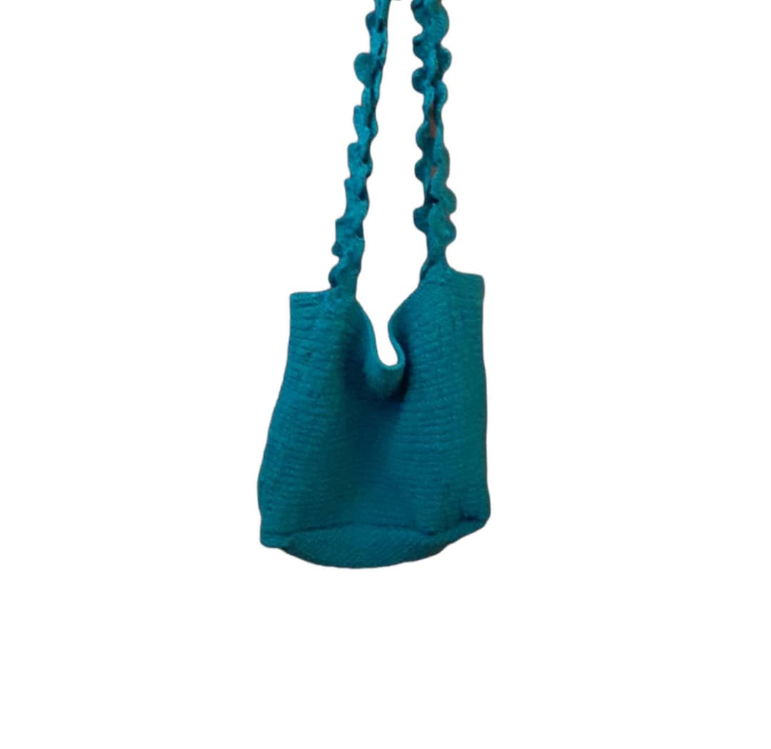 Ocean Blue Knit Tote Bag Blue Knit Market Bag With Straps Reusable ocean-blue-knit-tote-bag-blue-knit-market-bag-with-straps-reusable