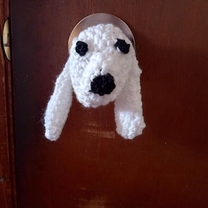 Custom Made to Order Crochet Dog Door Knob Cover, One Single Solid Color Only