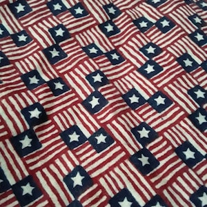 American Flag Print Cotton Quilting Fabric, 36&quot;x22.5&quot;