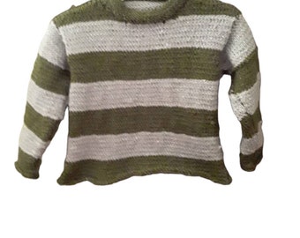 Made to Order Hand Knit Striped Kids Pullover Sweater, Kids Pullover Sweater, Pull Over Sweater, Sweater for Kids