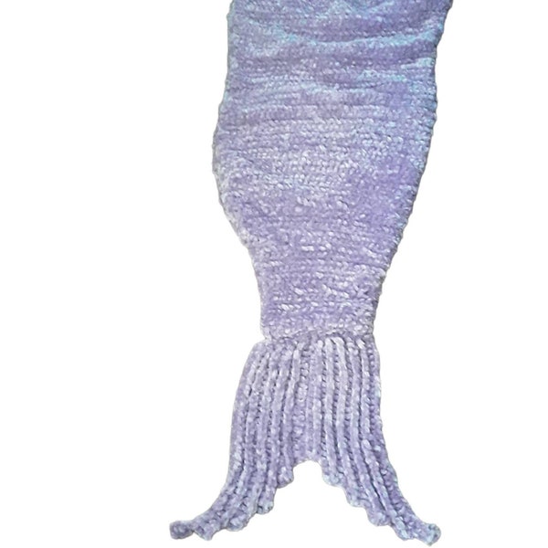 Crochet Mermaid Tail Blanket, Violet Mermaid Tail, Crochet Body Cocoon, Violet Color Velvet Yarn